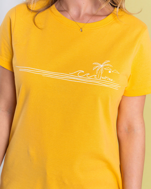 Ocean Stripe - Womens Short Sleeve T-Shirt - Yellow