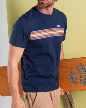 Classic Stripe Mens Short Sleeve T-Shirt in Blue