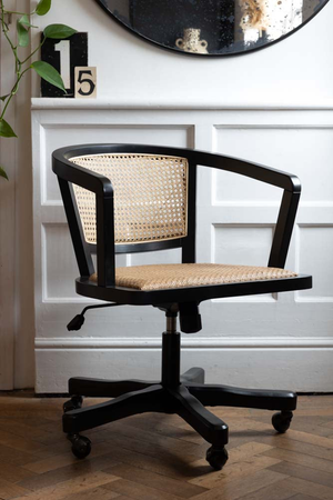 Black Wicker Swivel Desk Chair