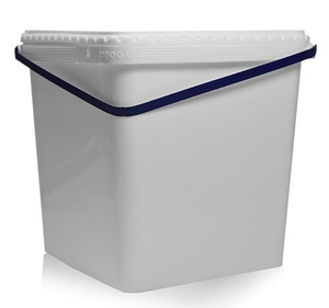 5L White Square Bucket With Blue Handle & T/E Lid