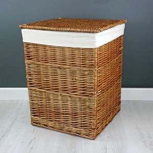 Square Natural Wicker Laundry Basket