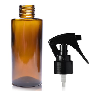 100ml Amber Glass Simplicity Bottle With Mini Trigger Spray - Black