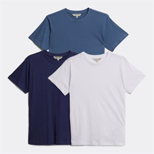 Kangaroo Poo Boys Plain Three Pack T-Shirts White/Navy/Indigo