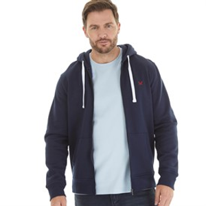 Crew Clothing Mens Zip Through Hoodie Navy