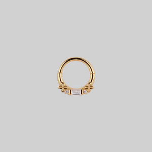 RENE. Gothic Cubic Zirconia Septum Clicker Ring - Gold