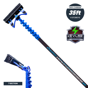 Aquaspray® Venom 35ft 100% Carbon Kevlar Insulated Waterfed Window Cleaning Pole 7-Section