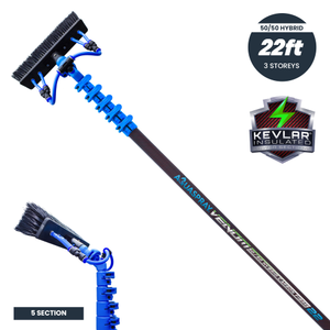 Aquaspray® Venom 22ft Kevlar 50% Carbon 50% Fiberglass Insulated Waterfed Window Cleaning Pole – 5 Sections