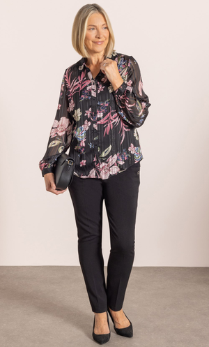 Anna Rose Floral Print Blouse - Black/Multi