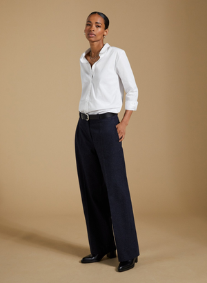 Gwynnie Wool Blend Wide Leg Trousers - UK 16 | EU 42 | US 12 / Navy