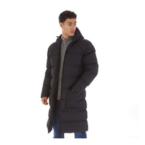 Onfire Mens Longline Hooded Puffer Coat Black