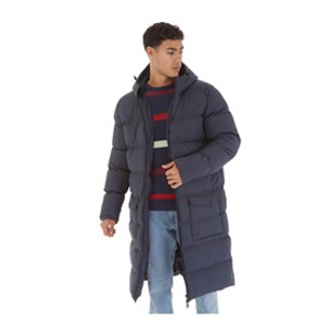 Onfire Mens Longline Hooded Puffer Coat Navy