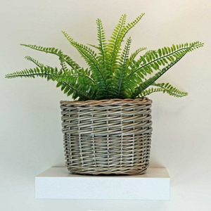 Antique Wash Round Wicker Planter