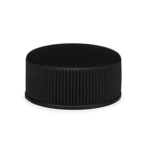 24-414 Black PP Plastic Ribbed Screw Top Caps (F217 Foam Liner) - 122269