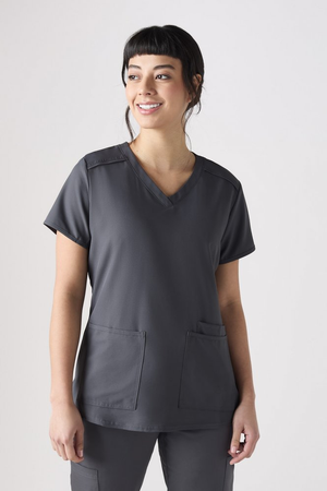 Med Couture Insight Women's Three Pocket Scrub Top, Pewter