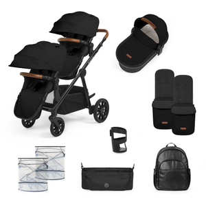 Ickle Bubba Virgo Growing Family 11 Piece Pram - Black / Black / Tan