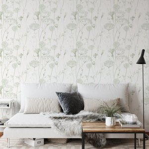 Catherine Lansfield Meadowsweet Floral Sage Wallpaper - 165584