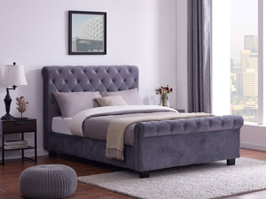 Land Of Beds Roseberry Grey Fabric Double Ottoman Bed