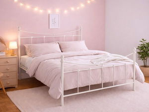 Land Of Beds Sloane Stone White Metal Single Bed Frame