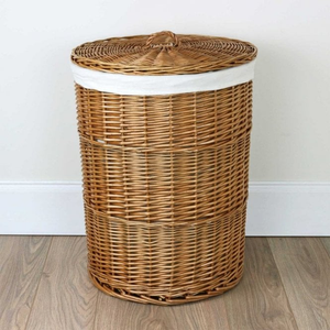 Round Natural Wicker Laundry Basket
