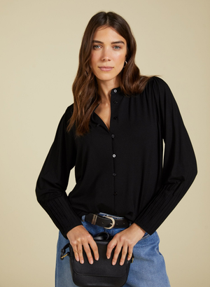 Caroline Button Detail Blouse - UK 10 | EU 36 | US 06 / Caviar Black