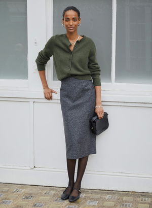 Eliza Wool Blend Tailored Pencil Skirt - 16 (UK Size 16) / Grey