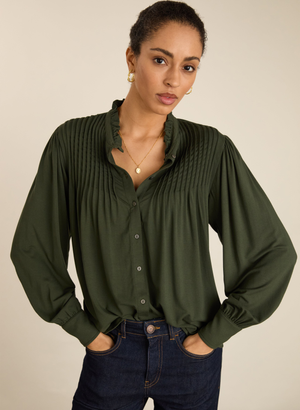 Imken Long Sleeve Blouse - 8 (UK Size 8) / Deep Khaki