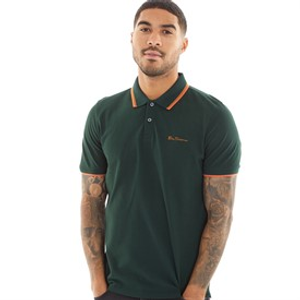 Ben Sherman Mens Twin Tipped Polo Shirt Dark Green