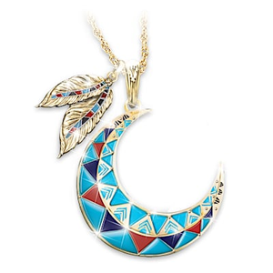 Genuine Turquoise Sedona Moon Pendant Necklace