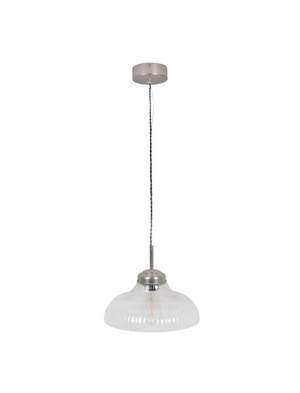 Fovant Fluted Glass Pendant Light - Steel, Satin Nickel Finish