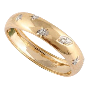Diamond Studded Celestial Ring in 18kt Solid Yellow Gold Ring Size 8 (All Sizes Available)