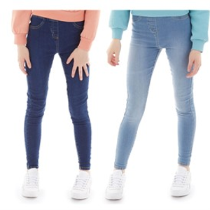 Board Angels Girls Two Pack Denim Jeggings Light Blue/Dark Blue