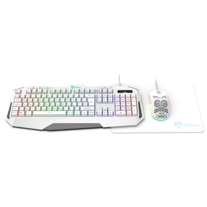 AWD-IT Nebula V2 White Bundle, Keyboard, Mouse, Mouse Mat