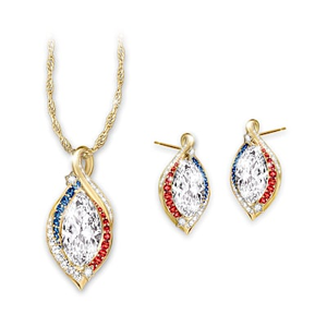 Land That I Love Pendant Necklace And Earrings Set