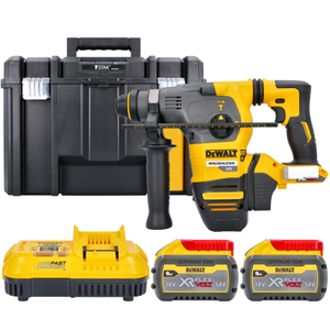 DeWalt DCH333X2 54V XR Cordless Brushless SDS Plus Hammer Drill With 2 x 9.0Ah Batteries, Charger & Case