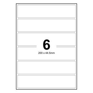 100 Sheets A4 White Self Adhesive Paper Address Mailing Laser Inkjet Sticker Labels 200 x 44.5mm - 6 Labels Per Sheet