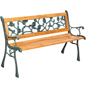Panchina da giardino Marina, in legno e ghisa 2 posti, 124 x 52 x 74 cm