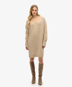 Oversized trui-jurk met V-hals