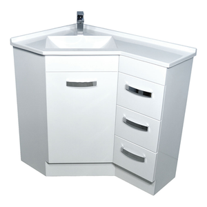 Corner Vanity 6090mm 3 Drawer White 1 Tap Hole [168791]