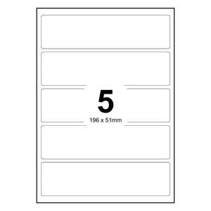 100 Sheets A4 White Self Adhesive Paper Address Mailing Laser Inkjet Sticker Labels 196 x 51mm - 5 Labels Per Sheet