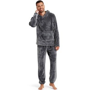 Snuggaroo Mens Soft Fleece Hooded Loungewear Set - S / Charcoal