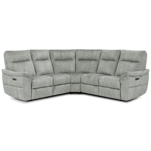 Aldo Large Corner Power Recliner Sofa in Marble Silver Fabric