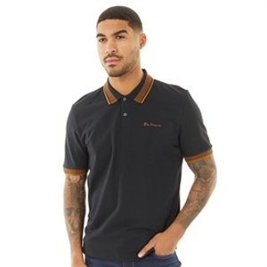 Ben Sherman Mens Mono Collar Interest Polo Shirt Black