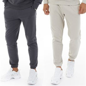 Closure London Mens Two Pack Relaxed Fit Joggers Charcoal/Stone