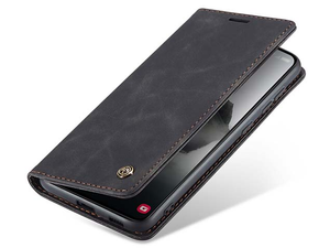 CaseMe Slim Synthetic Leather Wallet Case with Stand for Samsung Galaxy S24 FE - Charcoal