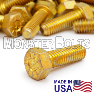 7/8"-9 L9 Hex Head Cap Screw – Coarse Thread Alloy Steel Zinc Yellow CR+3 (Made in U.S.A.)