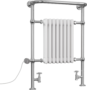Arundel - White Traditional Dual Fuel Towel Rail H963mm x W673mm Thermostatic - Floor Standing