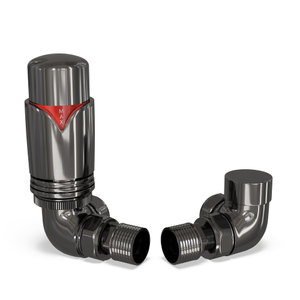 Derry Bold - Black Nickel Thermostatic Radiator Valve & Lockshield Corner 10mm