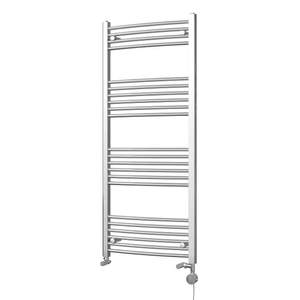 Zennor - Chrome Dual Fuel Towel Rail H1400mm x W600mm Thermostatic - Curved