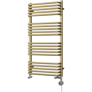 Crossmoor - Brushed Brass Dual Fuel Towel Rail H1000mm x W500mm Thermostatic