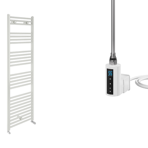 Bolzano - White Electric Towel Rail - H1600mm x W800mm - Straight 900w Thermostatic WIFI